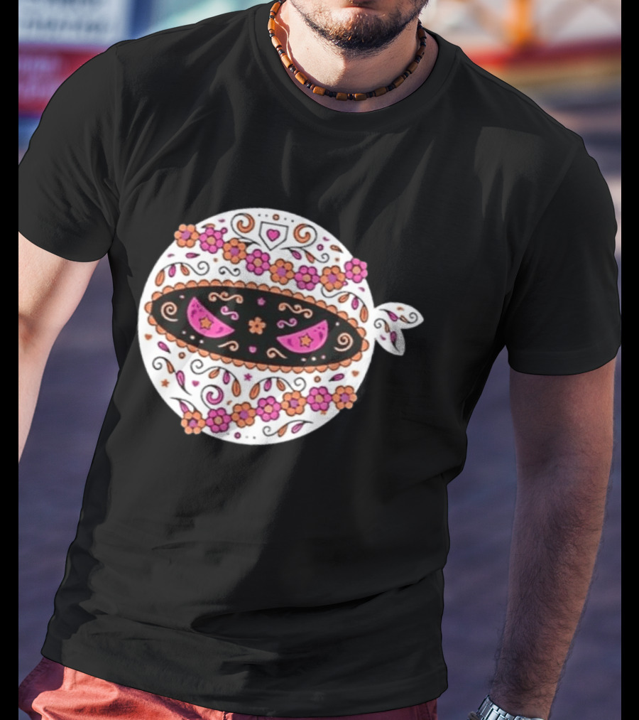 Dia De Los Muertos San Diego Padres Pitching Ninja Baseball Skull Floral T-Shirt