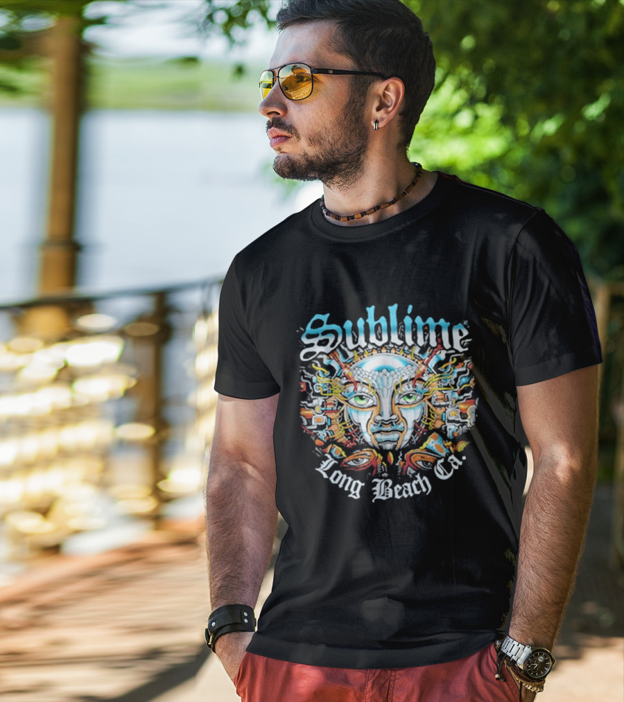 Sublime Long Beach CA Psychedelic Sunburst Face T-Shirt