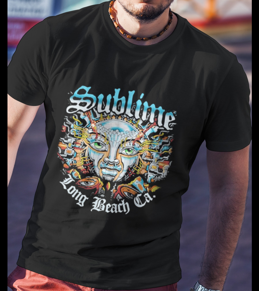 Sublime Long Beach CA Psychedelic Sunburst Face T-Shirt