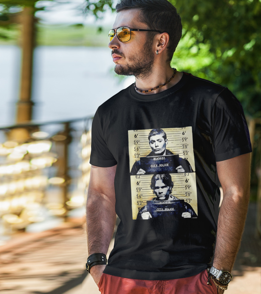 Supernatural Sam And Dean Winchester Shot City Police 81A3827 81A3826 T-Shirt