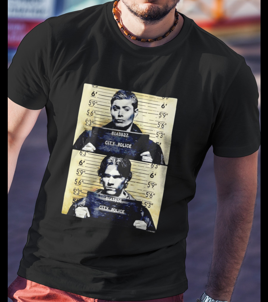 Supernatural Sam And Dean Winchester Shot City Police 81A3827 81A3826 T-Shirt