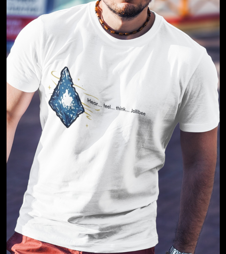 Hear Feel Think Jollibee Blue Crystal Stone T-Shirt