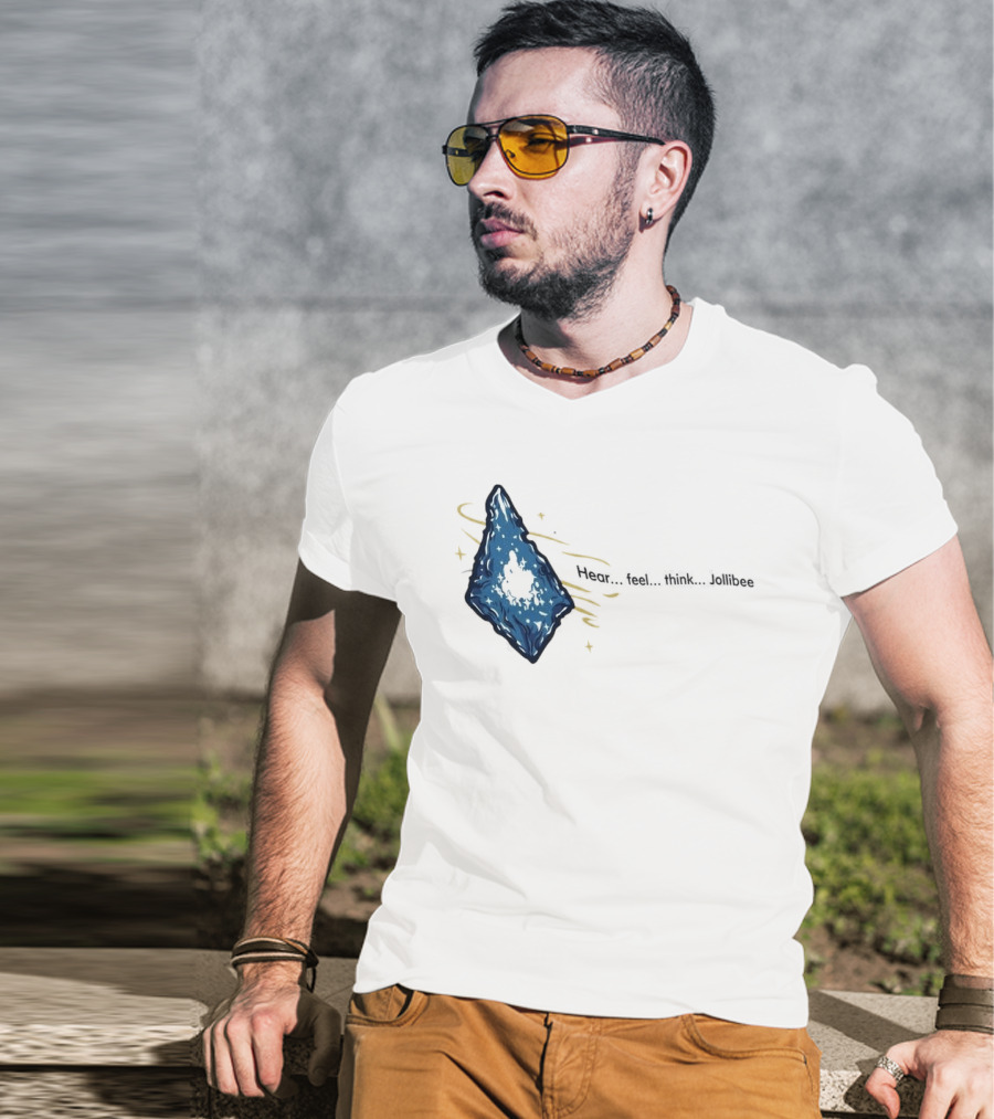 Hear Feel Think Jollibee Blue Crystal Stone T-Shirt