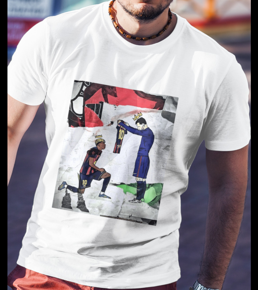 Lionel Messi Lamine Yamal Barcelona FC Art Collaboration T-Shirt