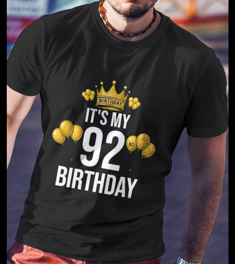 Golden Crown It's My 92nd Birthday Celebration With Paw Prints T-Shirt