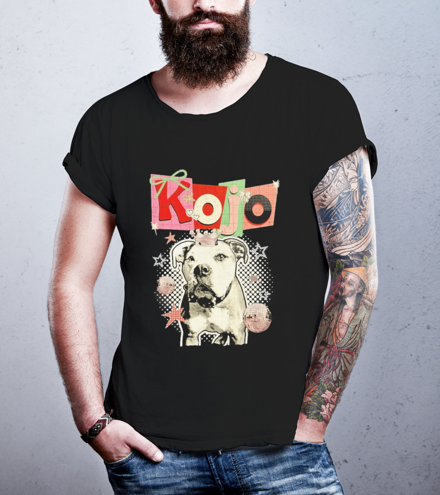 Kojo Dog Crown Retro Style Collage With Hearts And Stars T-Shirt