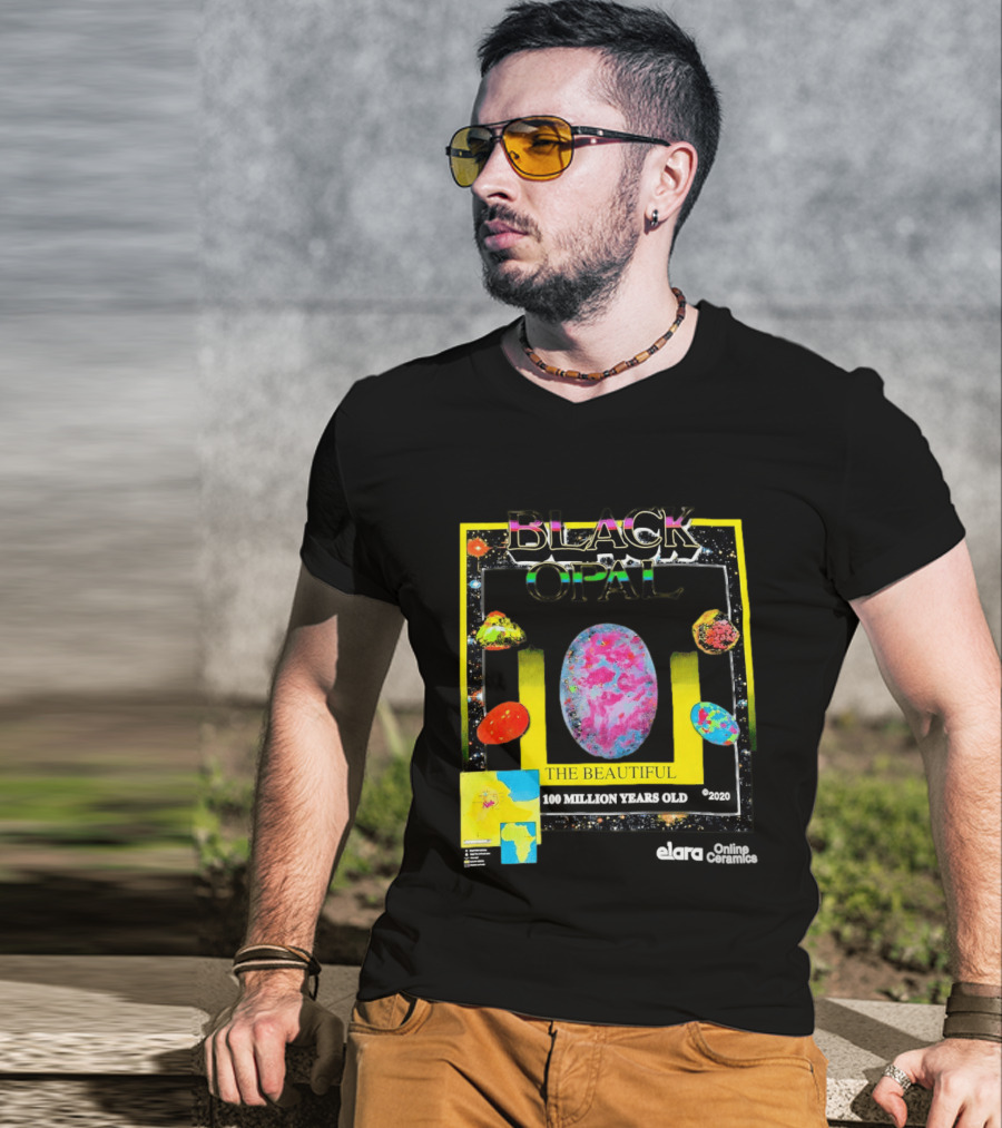 Black Opal The Beautiful 100 Million Years Old Celestial Stars Retro Vibe T-Shirt