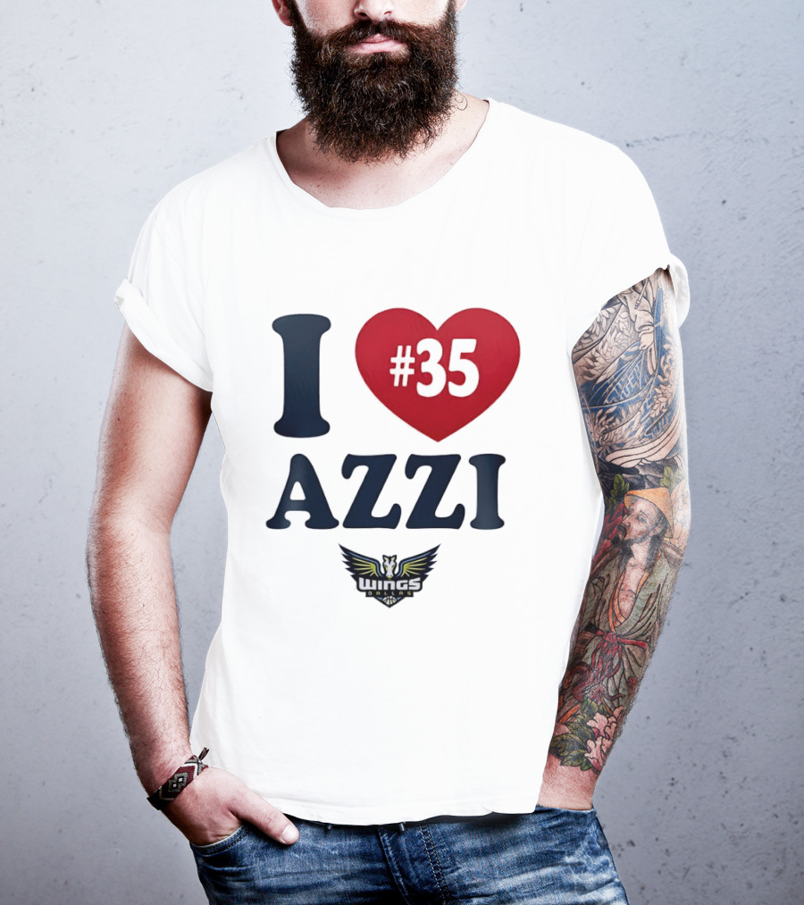 I Love Azzi Fudd Heart 35 Dallas Wings WNBA T-Shirt