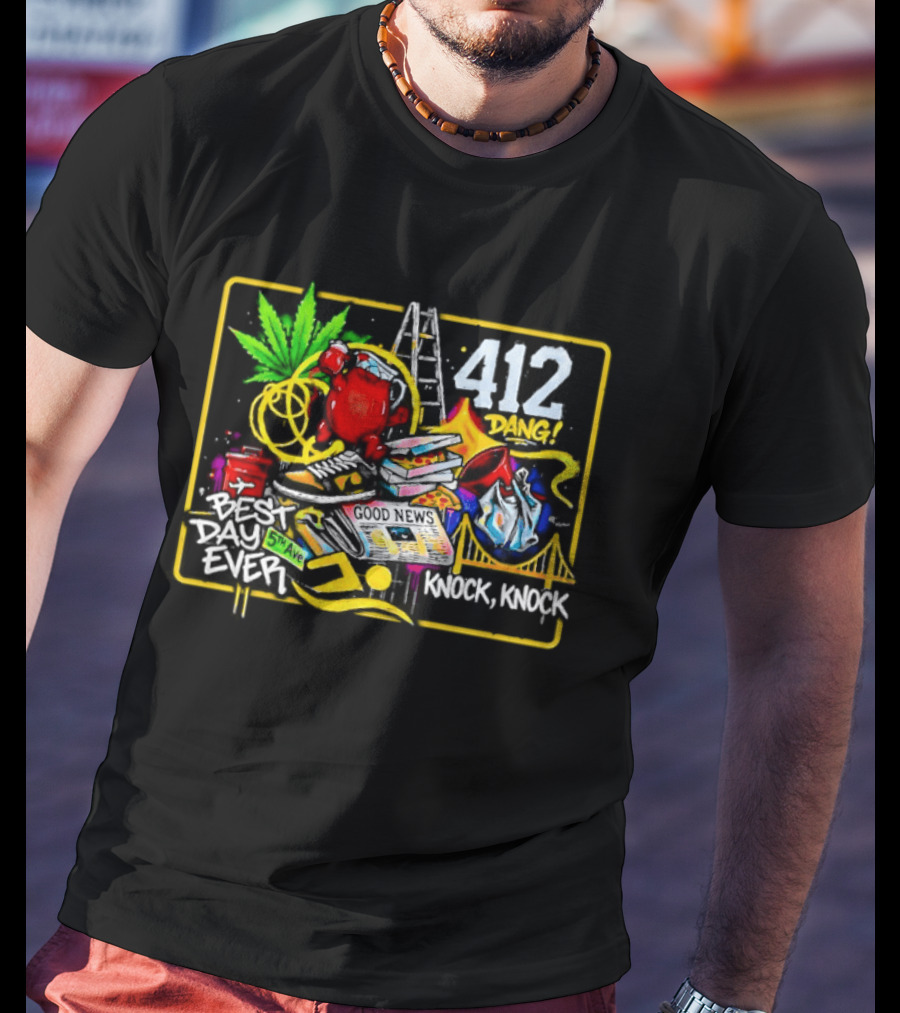 Good News Best Day Ever 412 Knock Knock Dang Graffiti Vibes T-Shirt