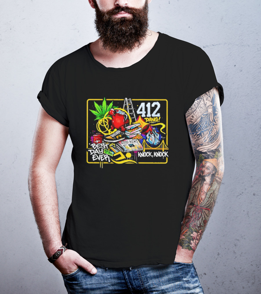 Good News Best Day Ever 412 Knock Knock Dang Graffiti Vibes T-Shirt