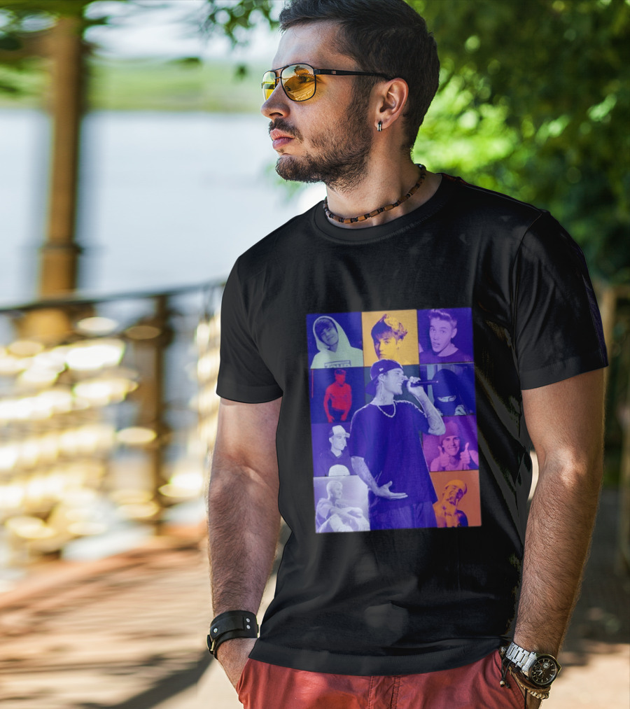 Justin Bieber The Eras Tour Concert Retro Photo Collage T-Shirt