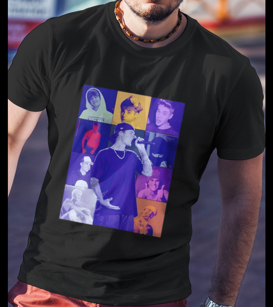 Justin Bieber The Eras Tour Concert Retro Photo Collage T-Shirt