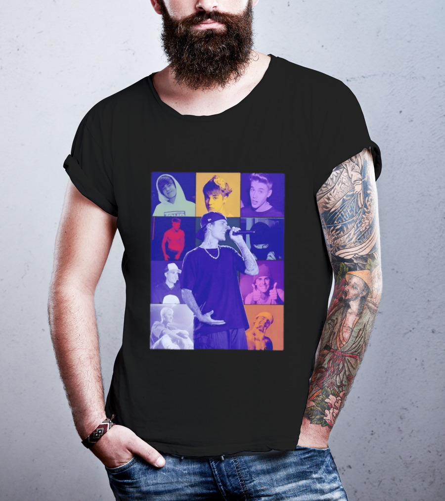 Justin Bieber The Eras Tour Concert Retro Photo Collage T-Shirt