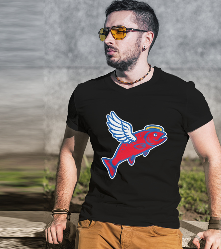 Los Angeles Angels Baseball Flying Fish With Halo And Wings T-Shirt