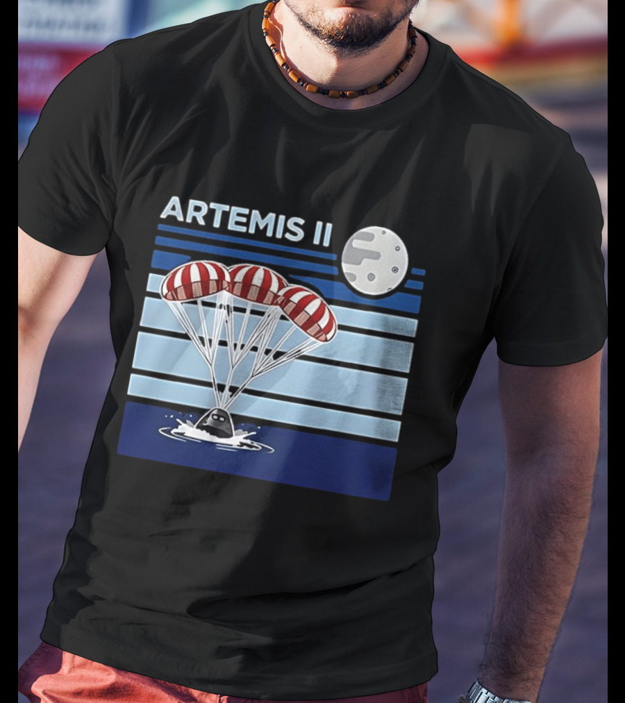 Artemis II Splashdown 2026 Orion Spacecraft Landed With Moon Parachute Scene T-Shirt