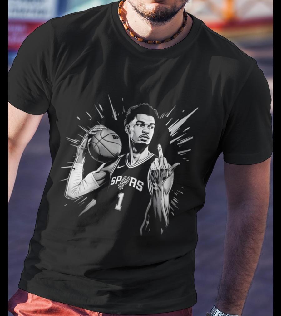 Victor Wembanyama San Antonio Spurs Basketball Middle Finger Bold Hype T-Shirt