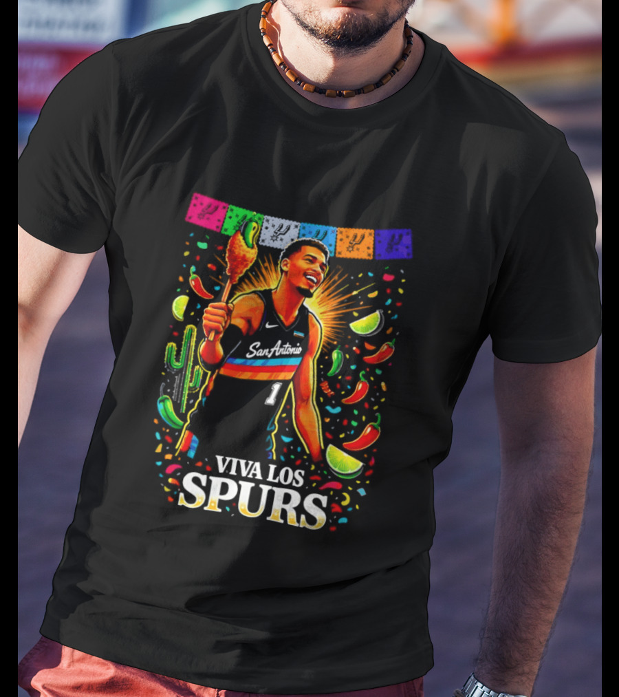 Viva Los Spurs Victor Wembanyama San Antonio Basketball NBA Fiesta Celebration T-Shirt