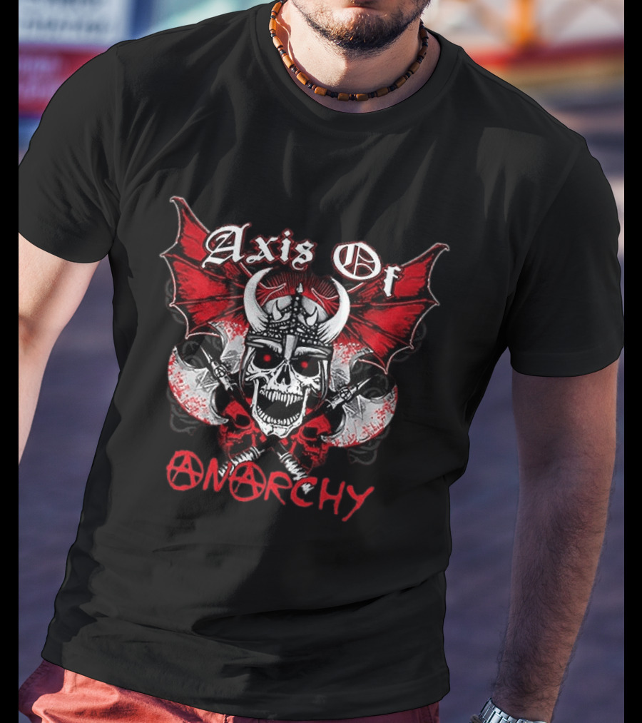Axis Of Anarchy Skull With Red Wings And Viking Helmet T-Shirt