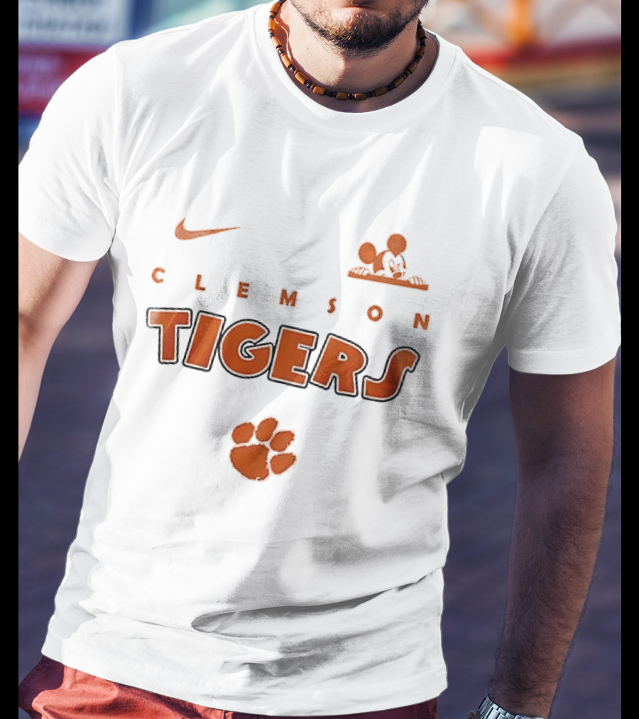Clemson Tigers Mickey Mouse Ears Up Game On Nike T-Shirt