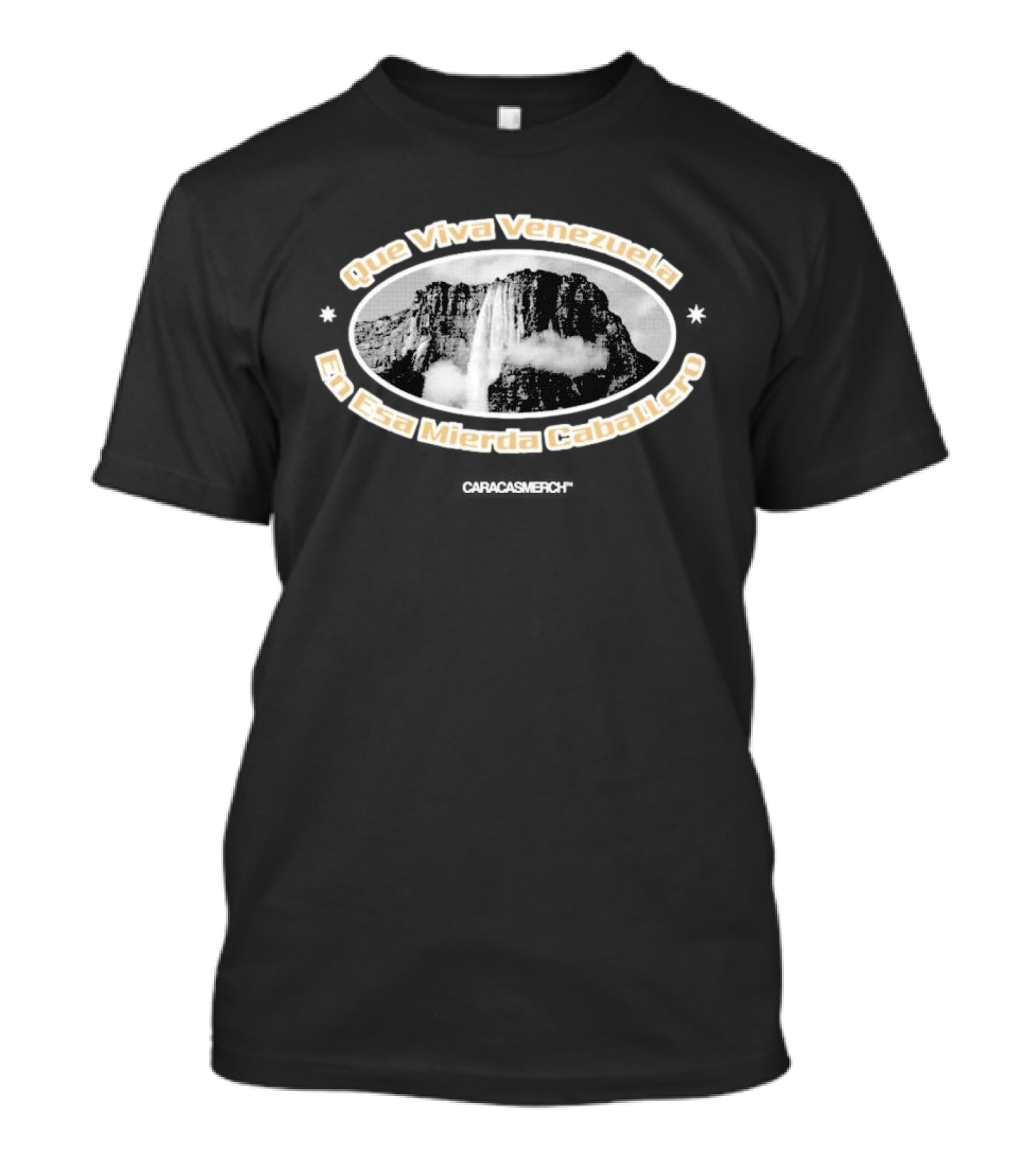 Que Viva Venezuela En Esa Mierda Caballero Black Boxy T-Shirt