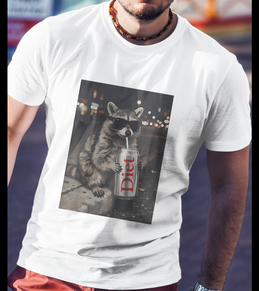 Raccoons Diet Soda Gen Z Dank Meme Raccoon With Sunglasses And Soda Can T-Shirt