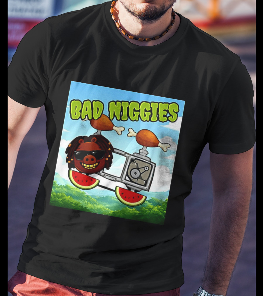Bad Niggies Angry Birds Parody Flying Pig T-Shirt
