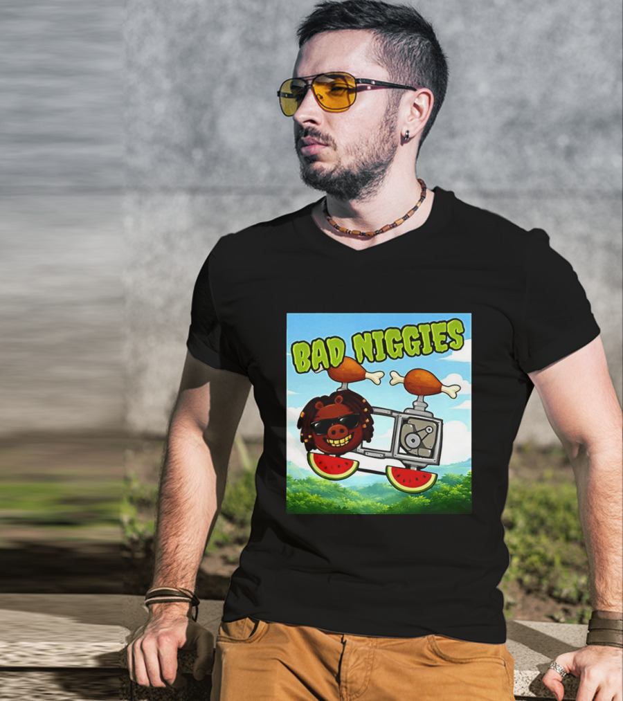 Bad Niggies Angry Birds Parody Flying Pig T-Shirt