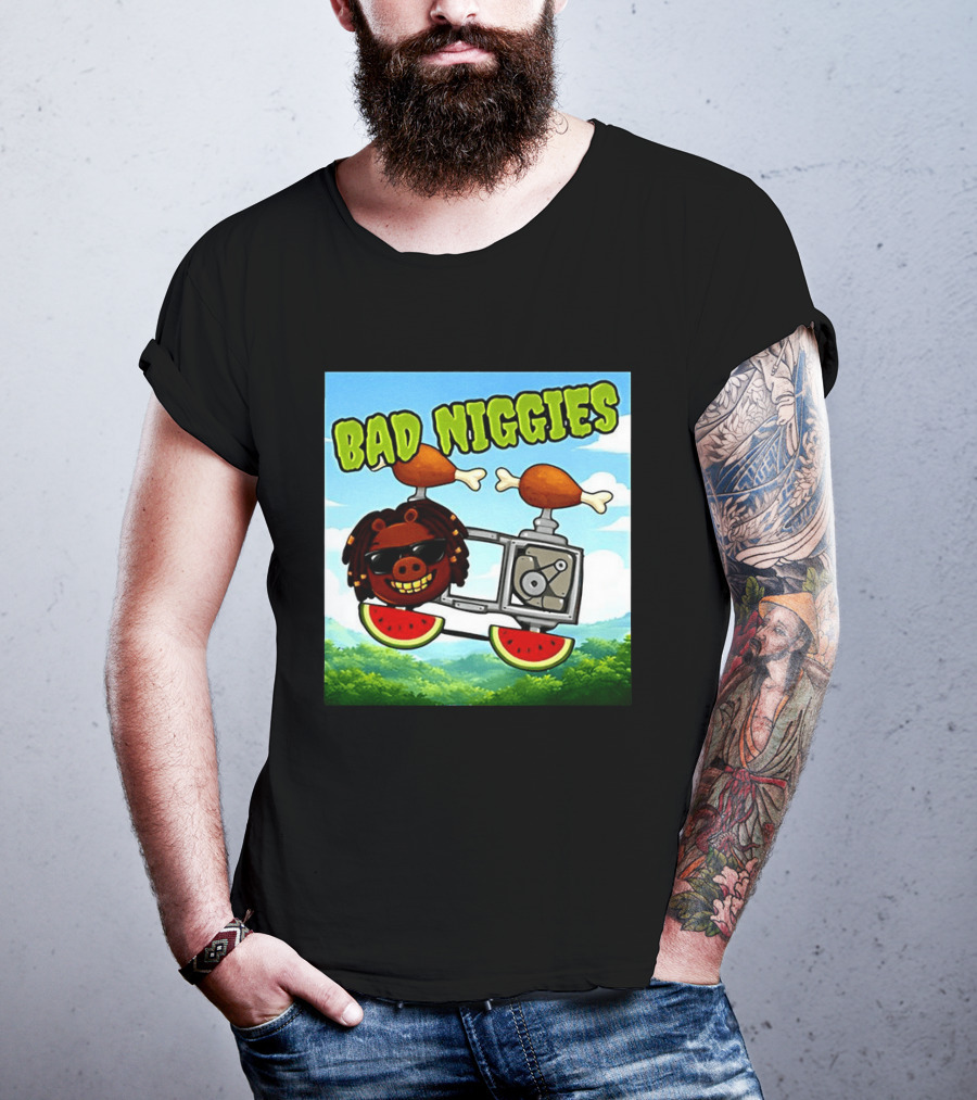 Bad Niggies Angry Birds Parody Flying Pig T-Shirt