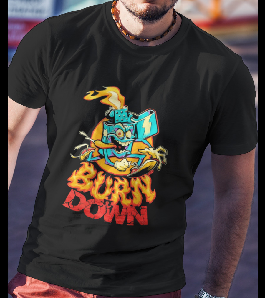 Burn It Down Lighter Mascot With Flames T-Shirt