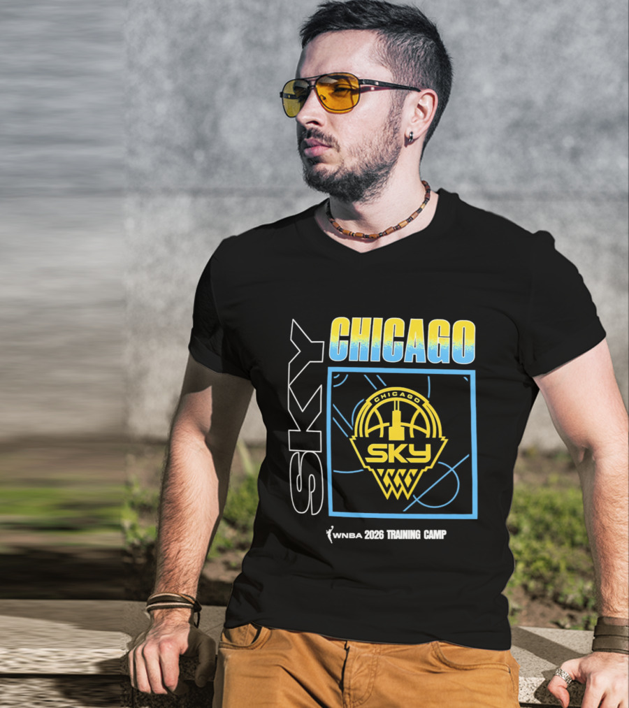 Chicago Sky WNBA 2026 Training Camp Logo With Basketball And Skyline T-Shirt
