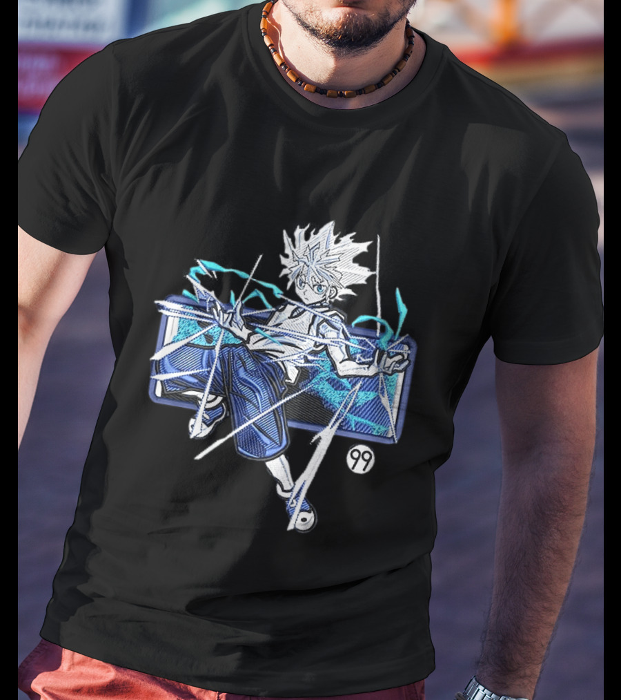 Hunter X Hunter Killua 99 Anime Graphic Manga Style Electric Aura T-Shirt