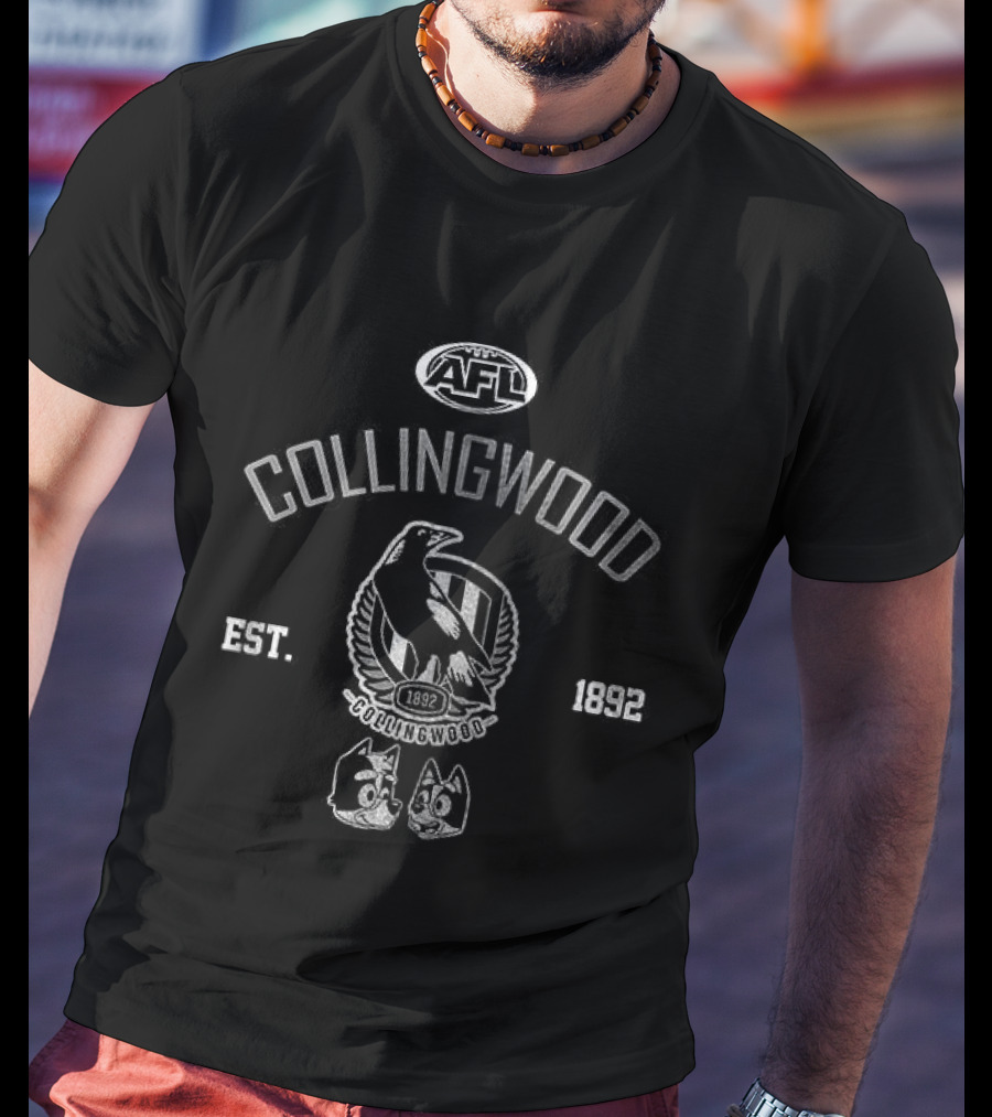 Collingwood Magpies Blue Dog Cartoon AFL Est 1892 T-Shirt