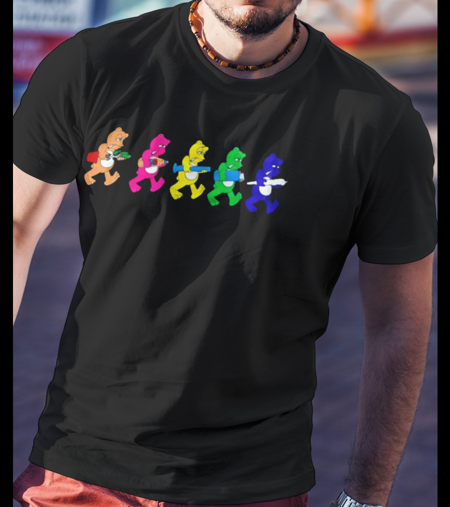 Colorful Cartoon Bears With Vibrant Smoking Accessories T-Shirt