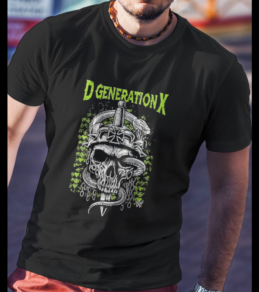 D Generation X WWE Skull Snake Cross Dagger T-Shirt