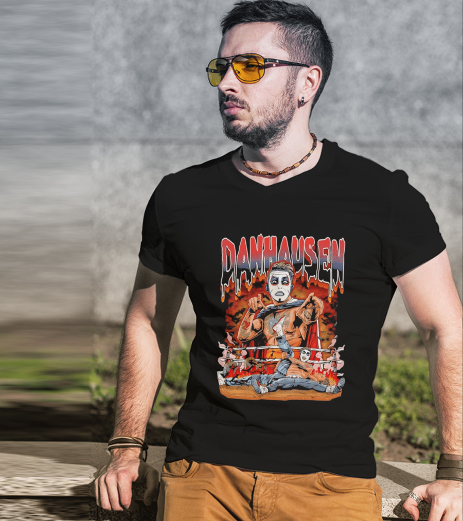 Danhausen Very Nice Very Evil Wrestling Bats Fire Ring Scene T-Shirt