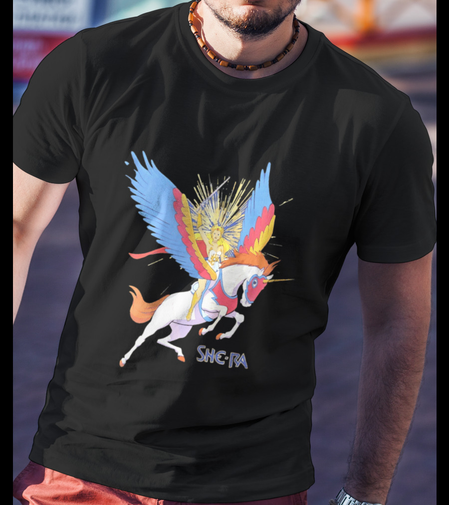She Ra Riding Swift Wind Pegasus Unicorn Adventure T-Shirt