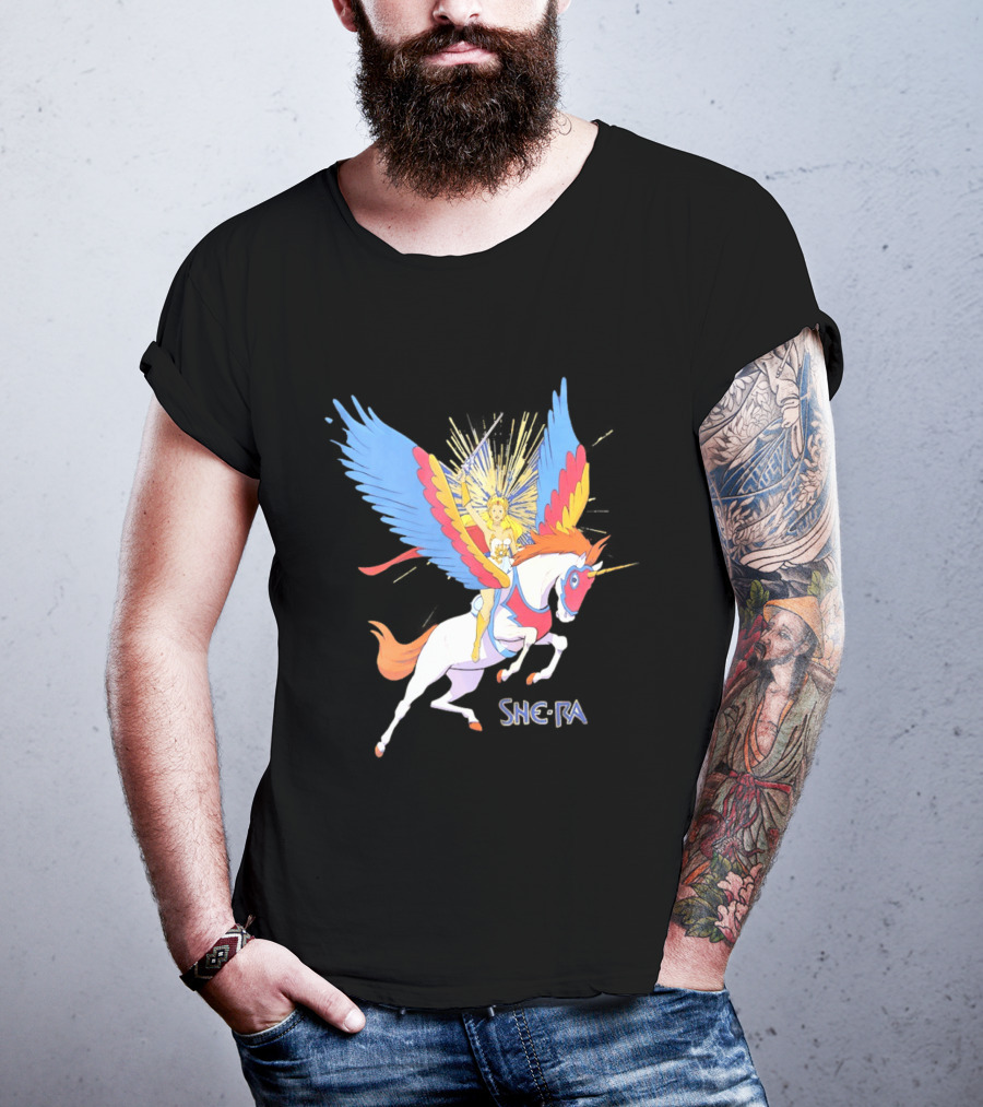 She Ra Riding Swift Wind Pegasus Unicorn Adventure T-Shirt