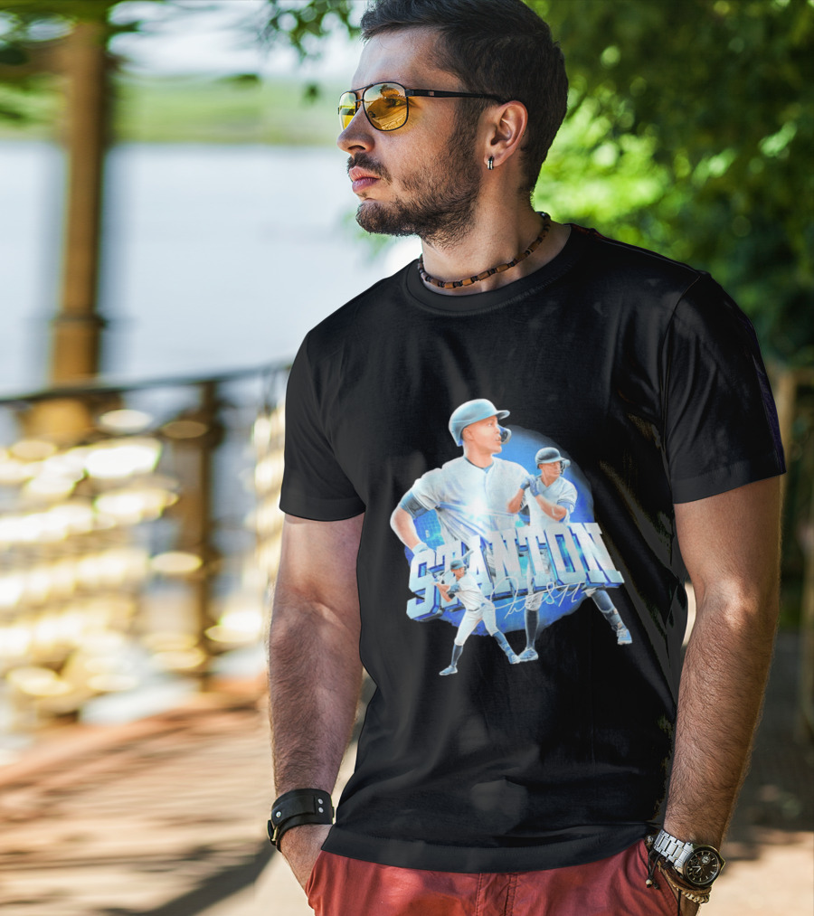 Giancarlo Stanton New York Yankees Baseball Collage T-Shirt