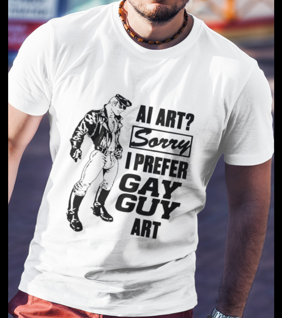 AI Art Sorry I Prefer Gay Guy Art Biker T-Shirt
