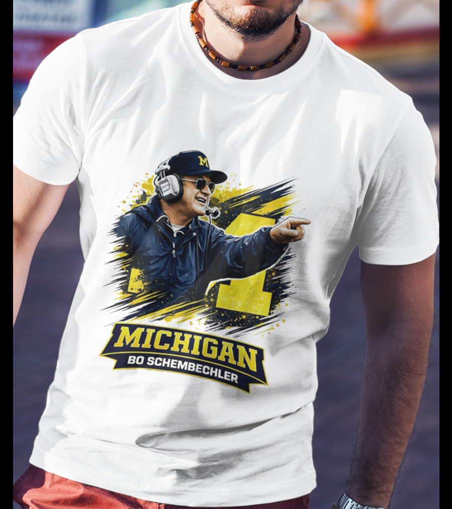 Bo Schembechler Michigan Wolverines Coach Iconic M Football T-Shirt