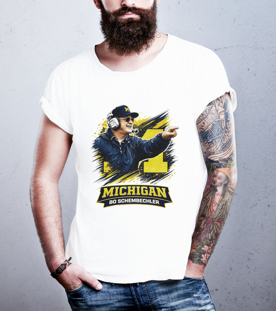 Bo Schembechler Michigan Wolverines Coach Iconic M Football T-Shirt