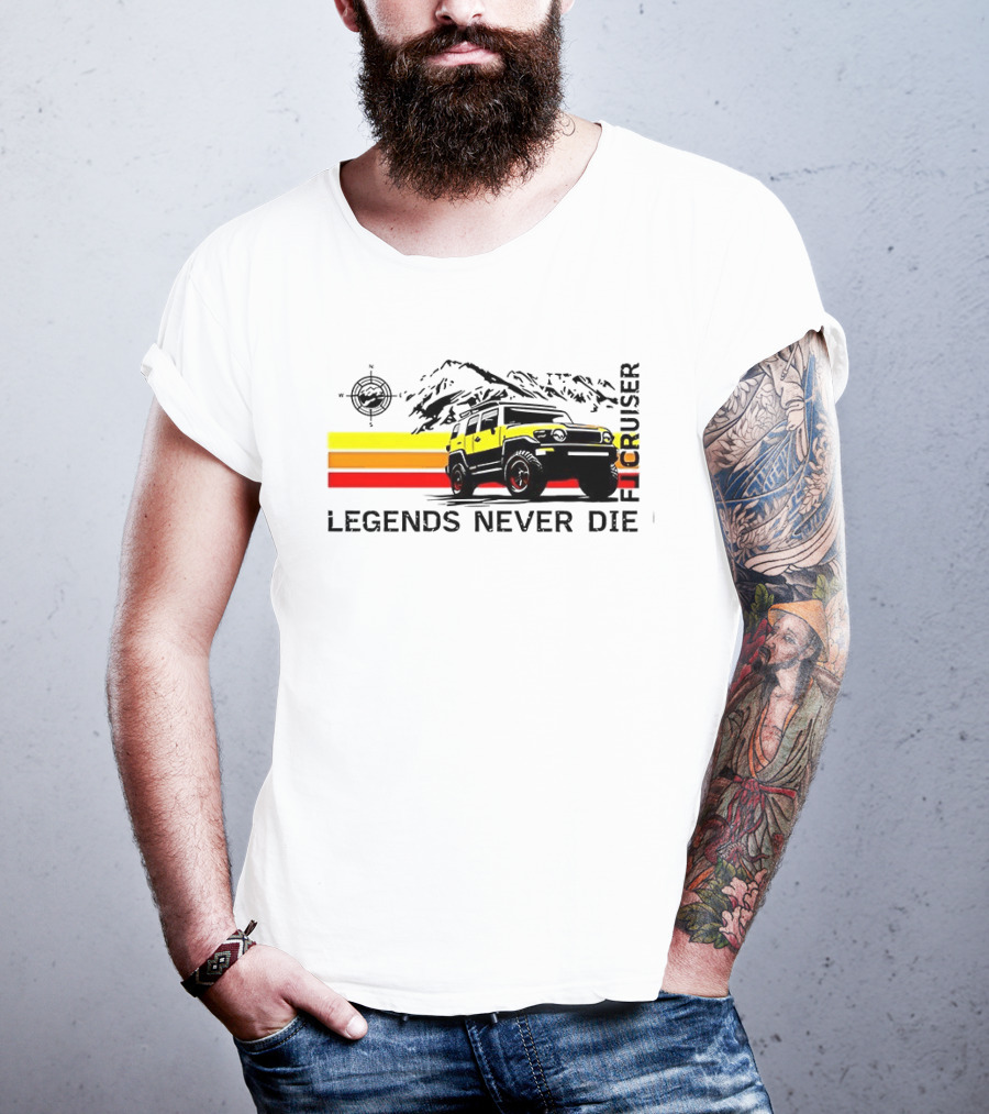 FJ Cruiser Legends Never Die Mountain Compass Sunset Adventure T-Shirt