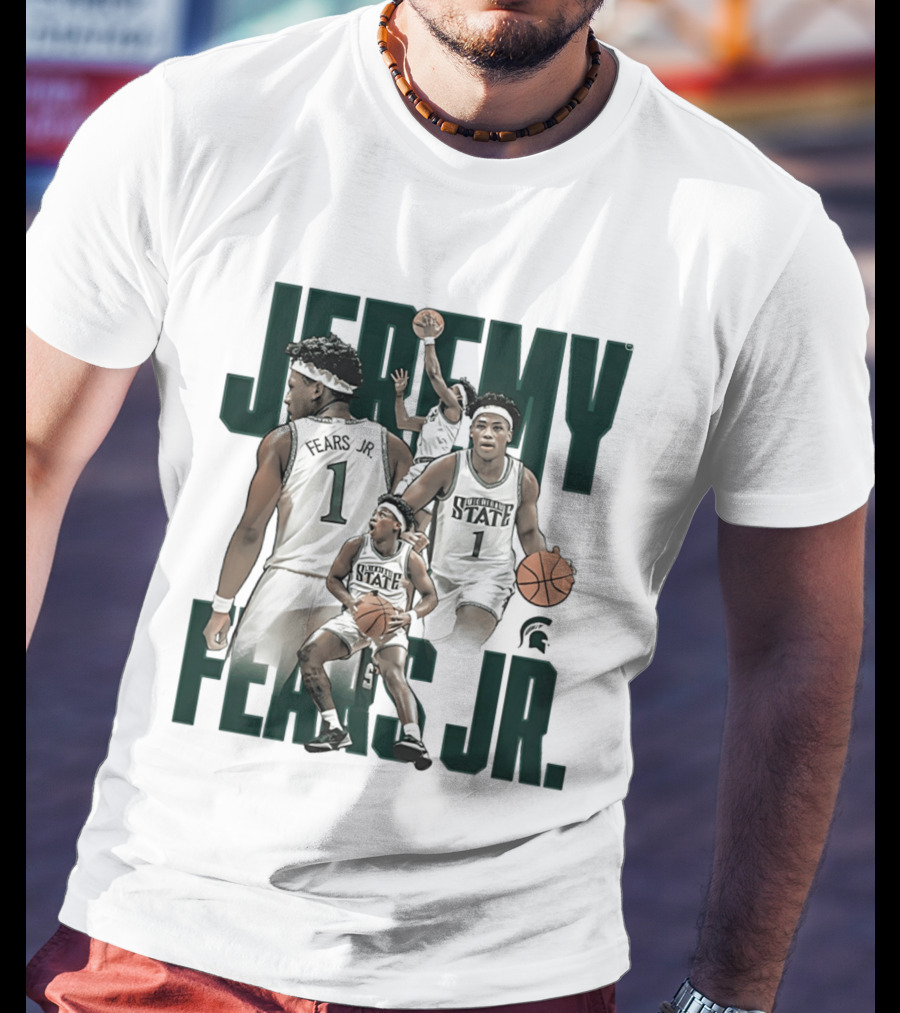 Jeremy Fears Jr Michigan State Spartans Basketball Player Collage T-Shirt