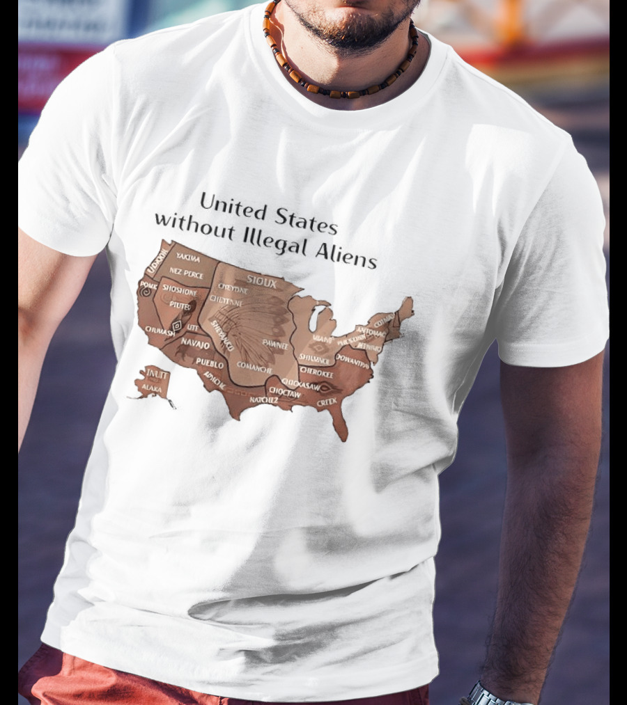 United States Map Featuring Native Tribes And Nations T-Shirt