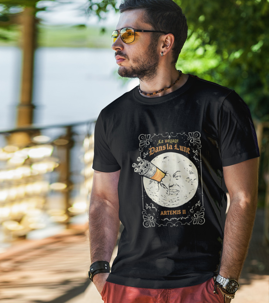 Le Voyage Dans La Lune Artemis II Moon Exploration T-Shirt