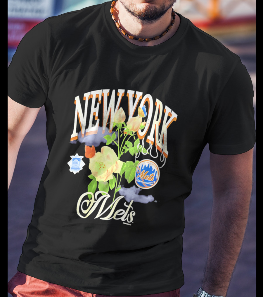 New York Mets Floral Baseball Mets T-Shirt