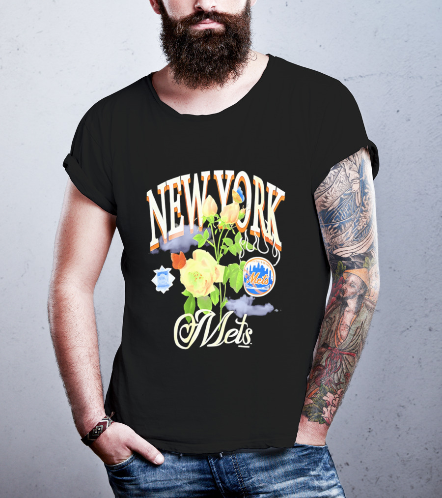 New York Mets Floral Baseball Mets T-Shirt