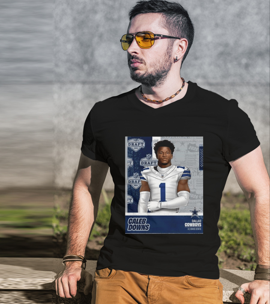 Dallas Cowboys Caleb Downs 2026 Draft Round 1 Pick 11 Ohio State NFL T-Shirt