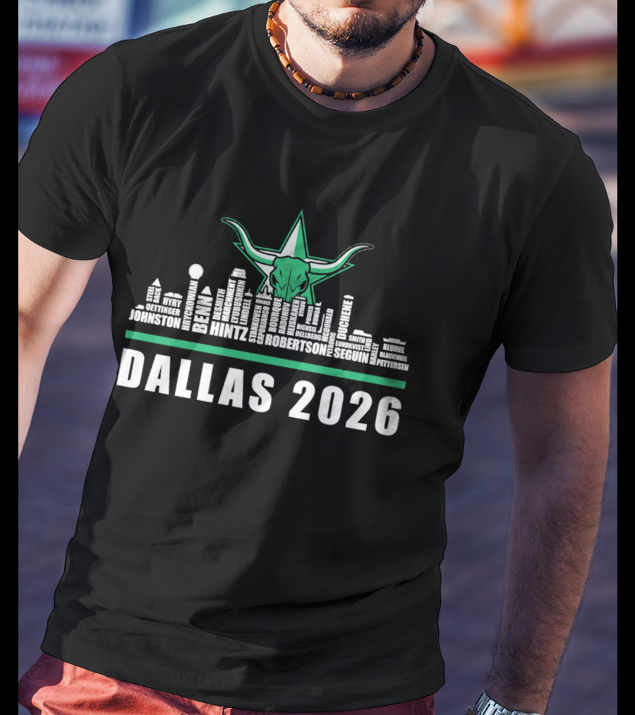 Dallas 2026 City Skyline Bull Star T-Shirt
