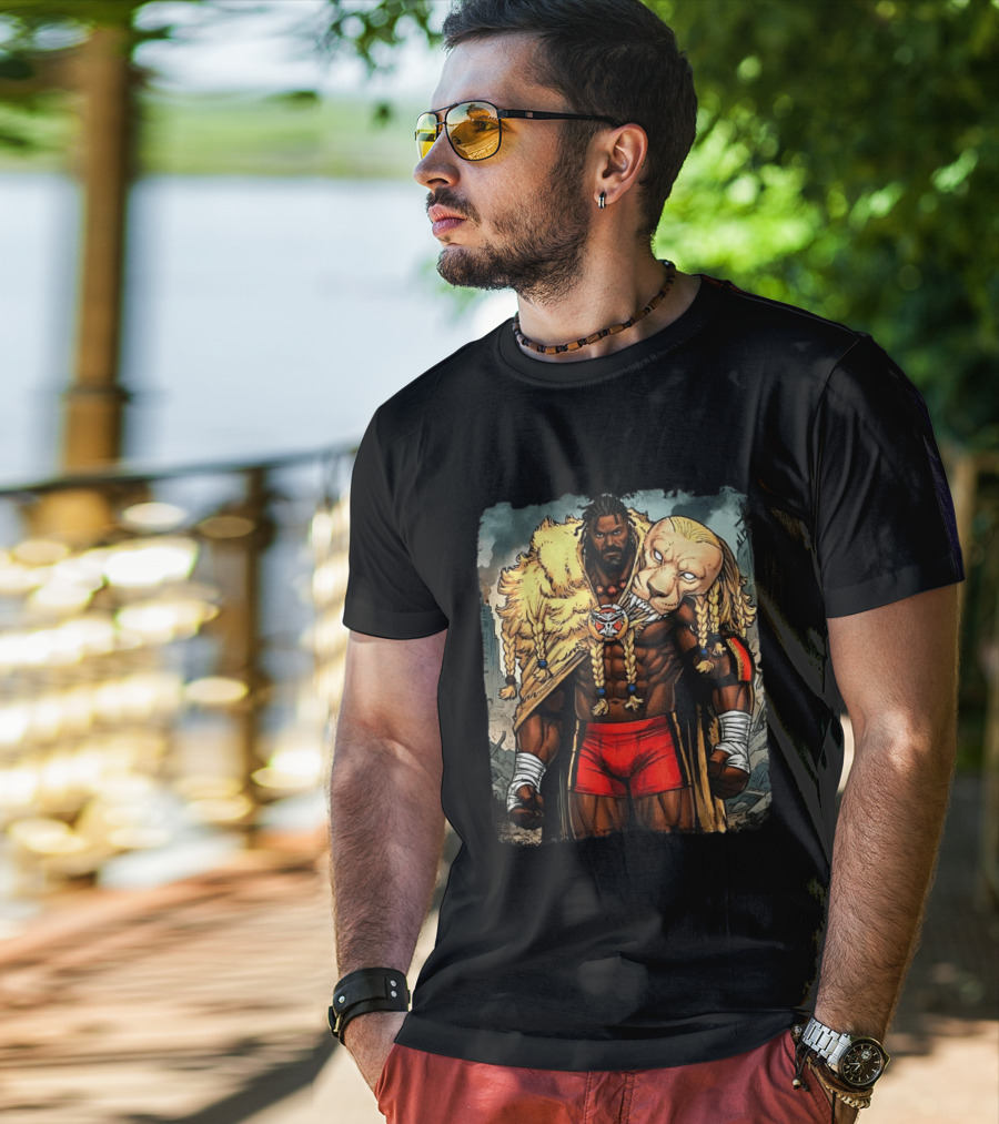 Oba Femi Lion's Strength WWE Red Shorts Fierce Warrior Costume T-Shirt